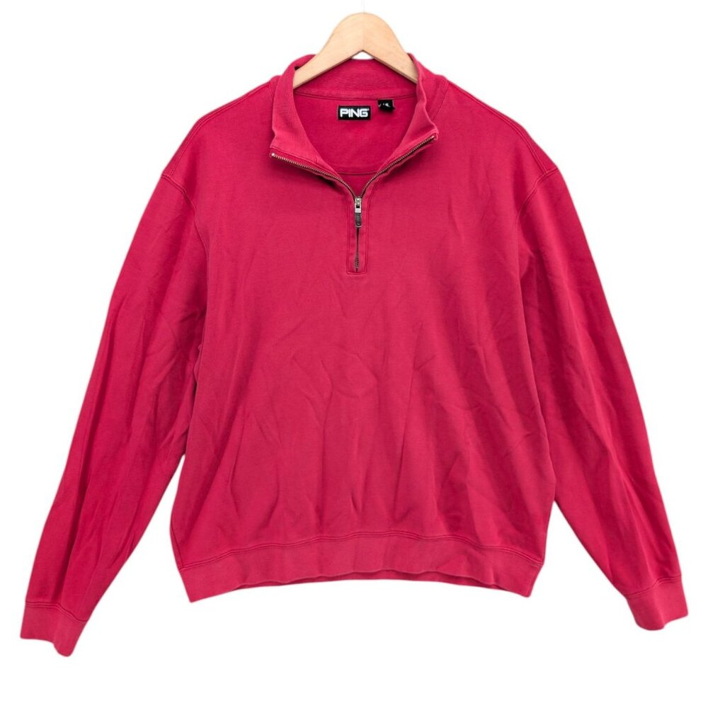 Ping Scramble Pullover Mens Dark Pink 1/4 Zip Pima Cotton Golf Sweater Size L
